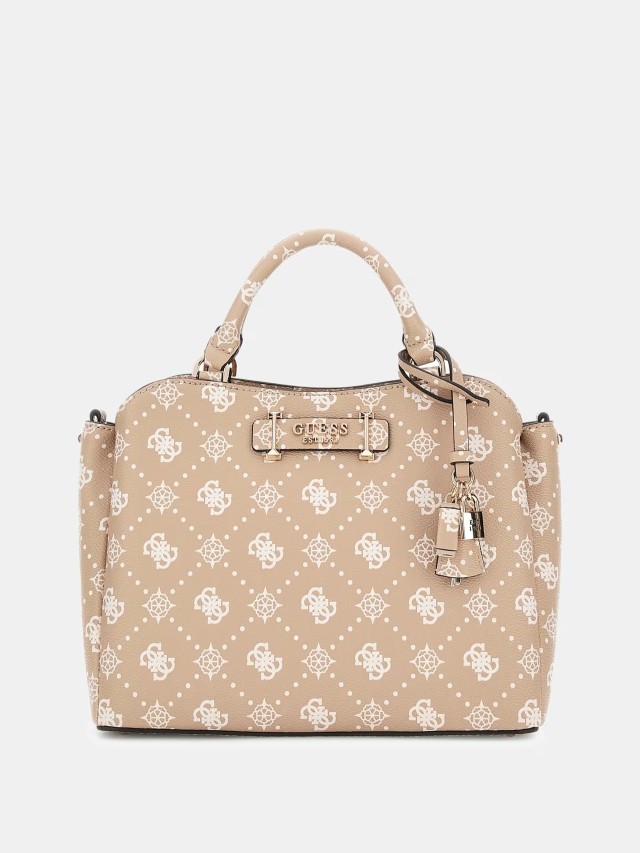 Guess Silia Girlfriend Satchel Γυναικεία Τσάντα Μπεζ