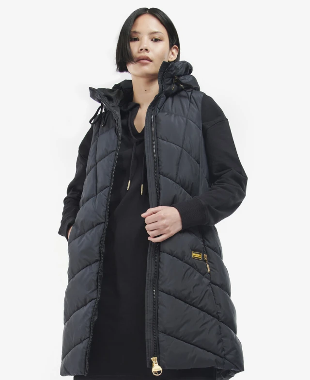 Barbour B.intl Rafaela Gilet Γυναικειο Αμανικο Μπουφαν Μαυρο