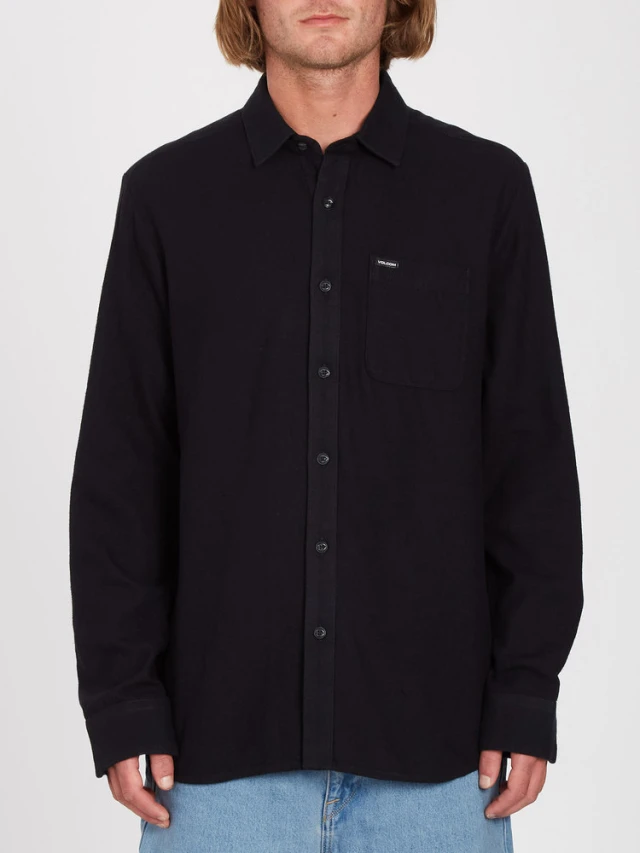 Volcom Fa Caden Solid Ls Ανδρικο Πουκαμισο Μαυρο