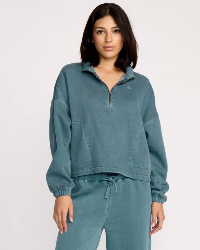 Volcom Fa Vaderetro Hoodie Γυναικείο Φουτερ Πετρόλ