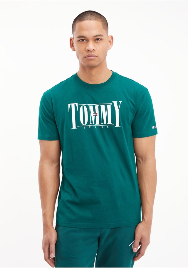 Tommy Hilfiger Tjm Clsc Essential Serif Tee Ανδρικη Μπλουζα Πρασινη