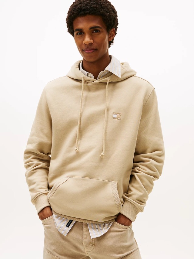Tommy Hilfiger Tjm Reg Badge Hoodie Ext Ανδρικό Φούτερ Μπεζ