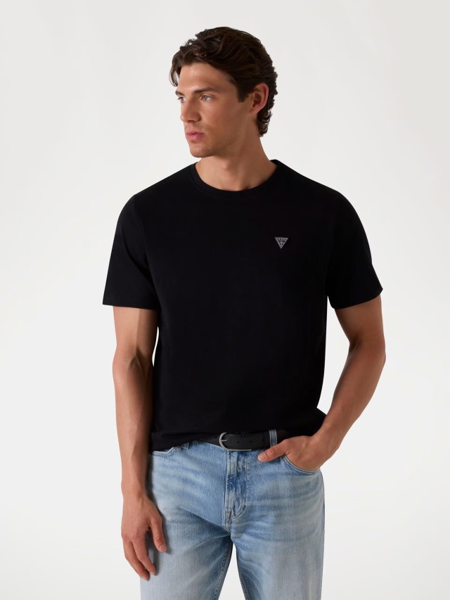 Guess Ss Cn Patch Tee Ανδρική Μπλούζα Μαύρη