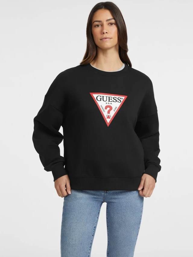 Guess Gj Cn Os Iconic Triangle Sweat Γυναικείο Φούτερ Μαύρο