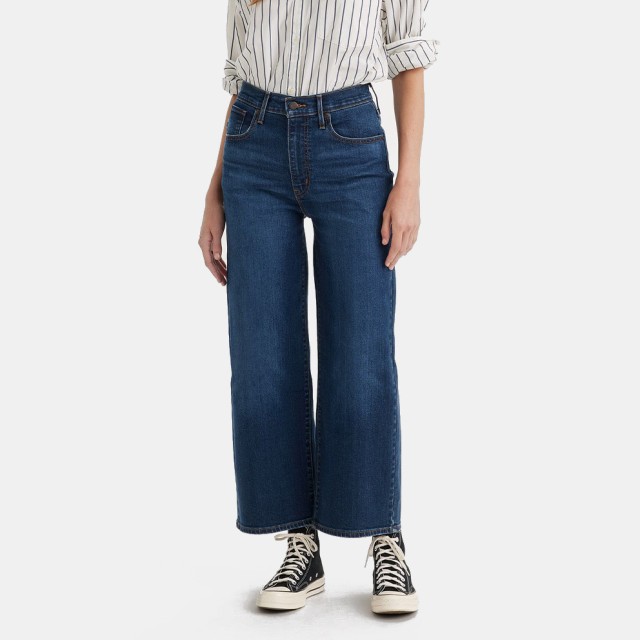 Levis High Rise Wide Leg Dark Indigo Γυναικείο Παντελόνι Τζιν