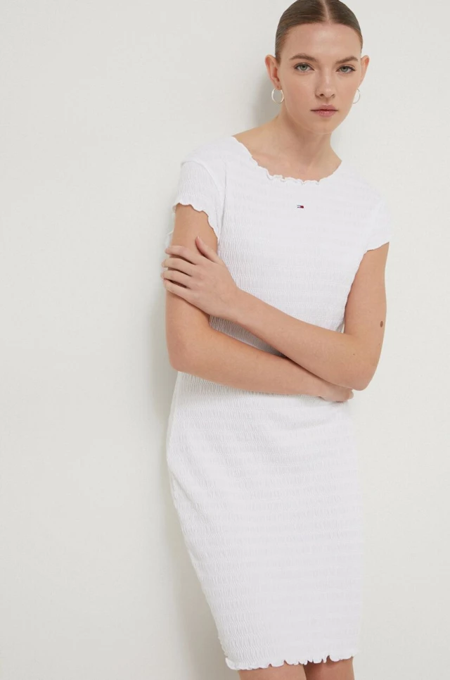 Tommy Hilfiger Tjw Bodycon Smock Dress Γυναικείο Φόρεμα Λευκό