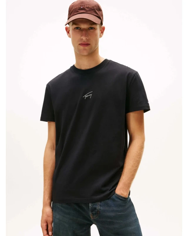Tommy Hilfiger Tjm Reg Sign City Tee Ext Ανδρική Μπλούζα Μαύρη