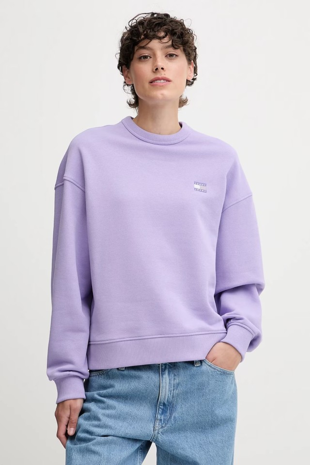 Tommy Hilfiger Tjw Bxy Badge Crew Γυναικείο Φούτερ Μωβ