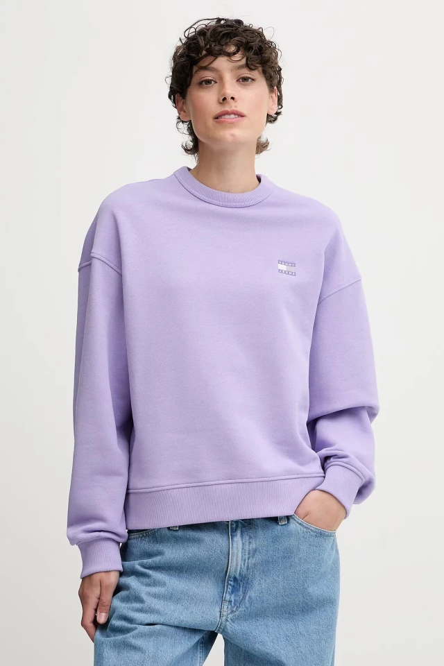 Tommy Hilfiger Tjw Bxy Badge Crew Γυναικείο Φούτερ Μωβ