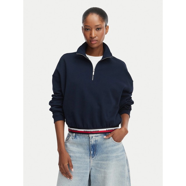 Tommy Hilfiger Tjw Bxy 1/4 Zip Tape Γυναικείο Φούτερ Μπλε