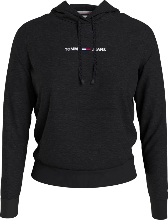 Tommy Hilfiger Tjw Linear Logo Hoodie Γυναικειο Φουτερ Μαυρο