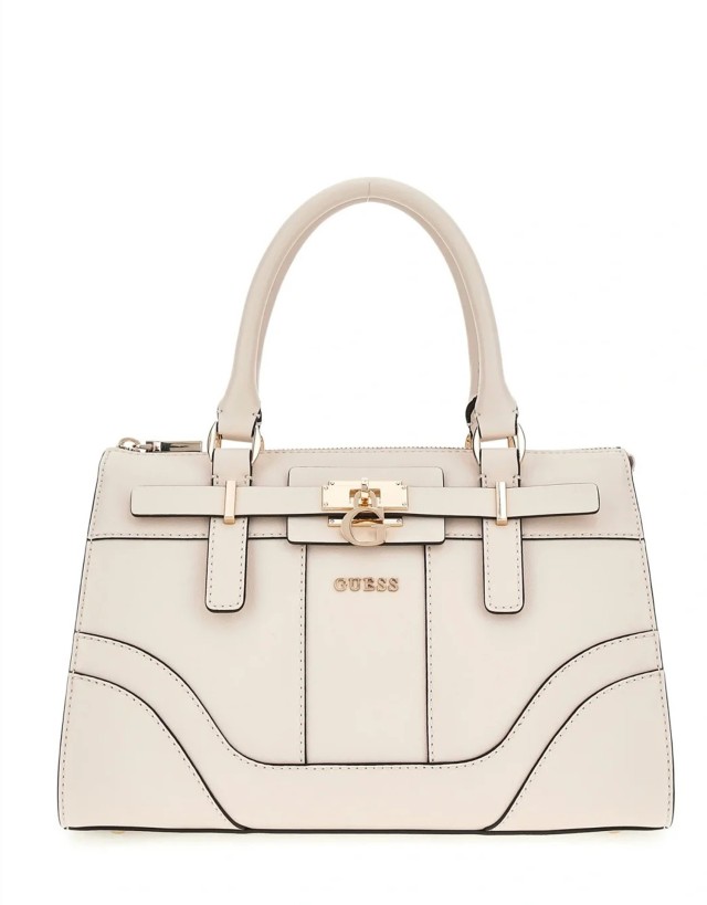 Guess Greyson Ii Small Satchel Γυναικεία Τσάντα Μπεζ