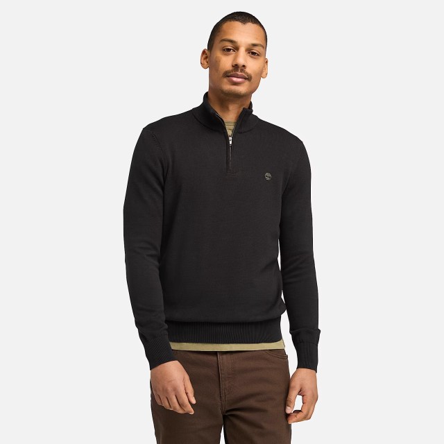 Timberland Williams River Cotton Yd 1/4 Zip Sweater Dark Sapphire/Dark Denim Ανδρικό Πλεκτό Μπλε