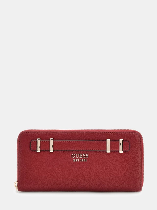 Guess Gregoria Slg Large Zip Around Γυναικείο Πορτοφόλι Κόκκινο