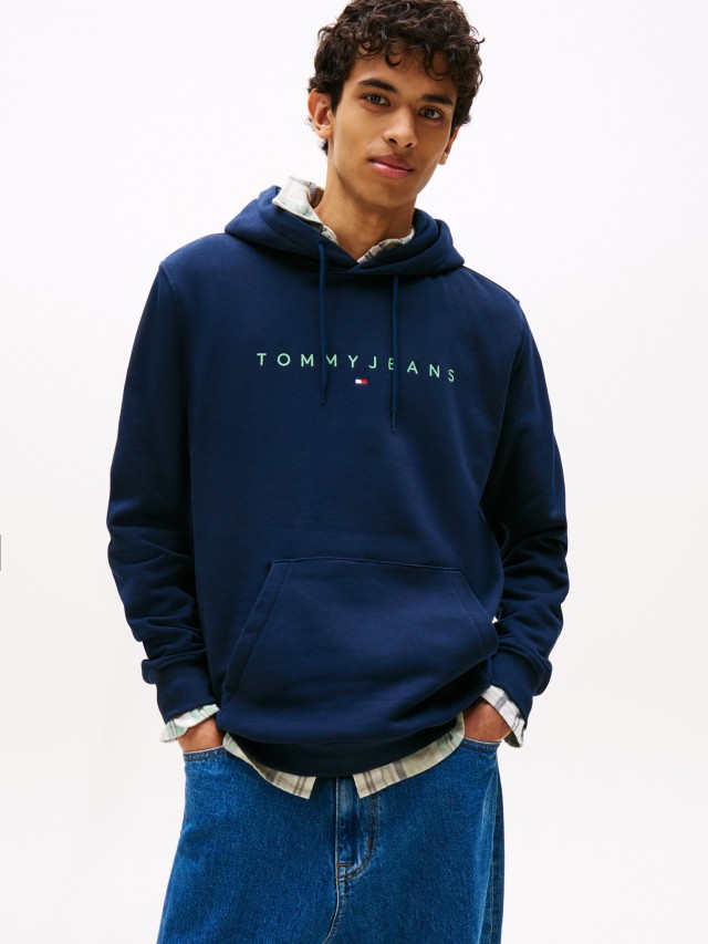Tommy Hilfiger Tjm Reg Linear Logo Hoodie Ext Ανδρικό Φούτερ Multi Μπλε