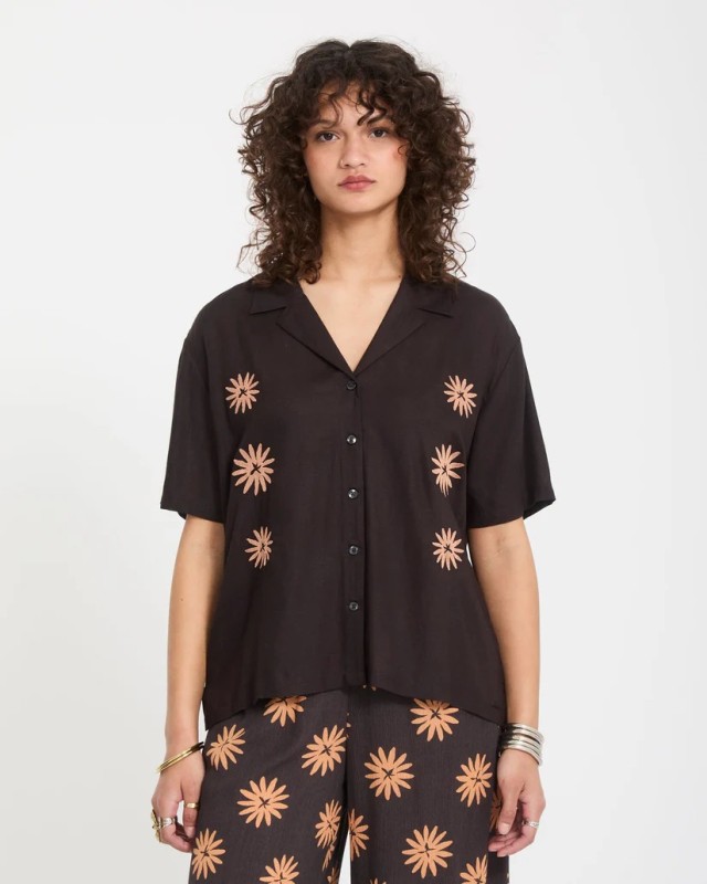 Volcom Emb Midnite Ramble Top Γυναικείο Πουκάμισο Μαύρο
