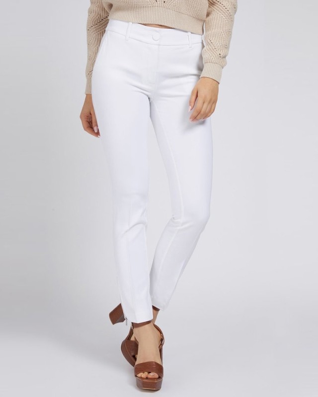 Guess Zoe Pants Γυναικειο Παντελονι Λευκο