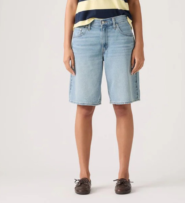 Levis Baggy Dad Jort Med Indigo - Worn In Γυναικεία Βερμούδα Τζιν Stone Wash