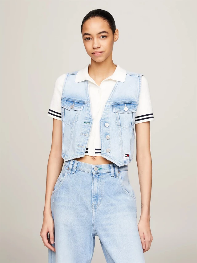 Tommy Hilfiger Denim Vest Γυναικείο Γιλέκο Τζιν Χλώριο