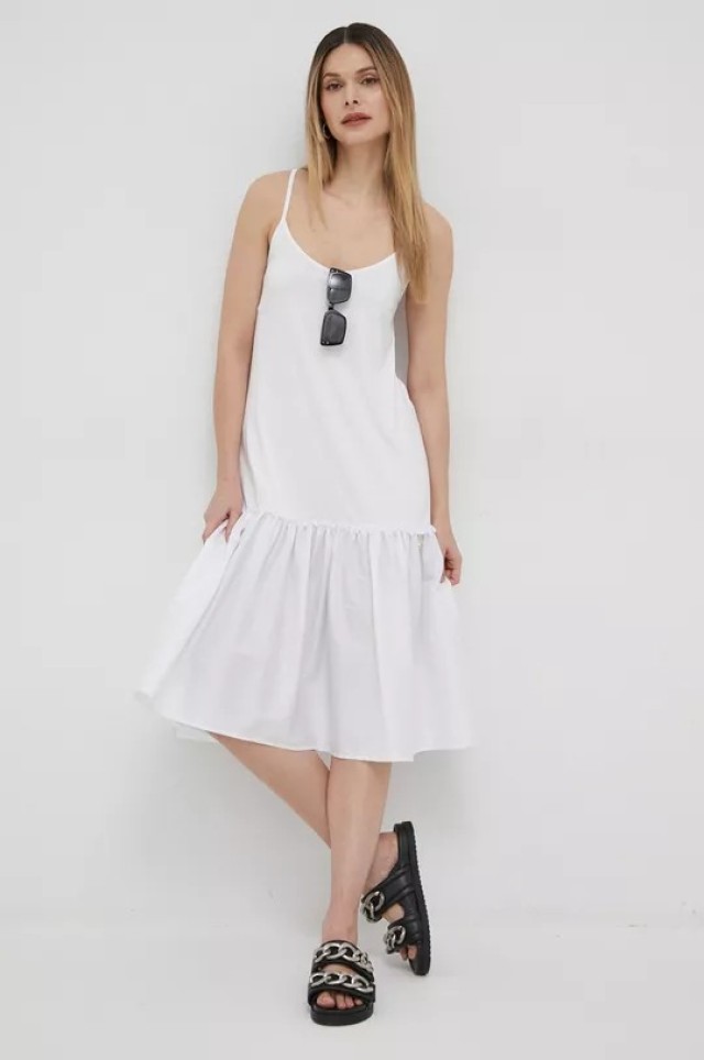 Liu Jo Beachwear  Va3j11 Abito C/Spalline Incrociate Γυναικείο Φόρεμα Λευκό