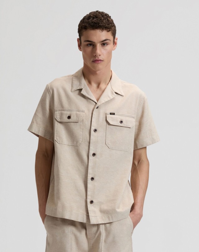 Lee Ss Utility Camp Shirt Wheat Ανδρικό Πουκάμισο Μπεζ
