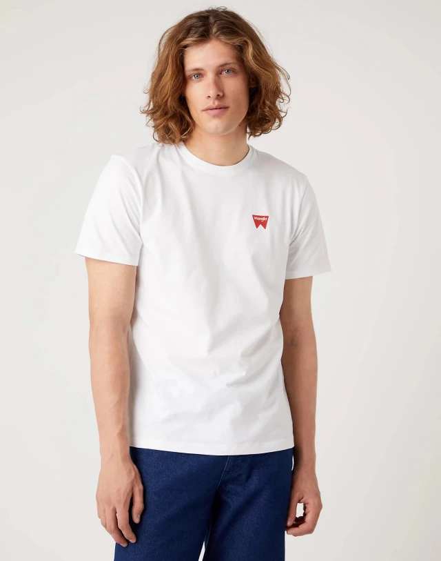 WRANGLER SIGN OFF TEE WHITE Ανδρική Μπλούζα Λευκό