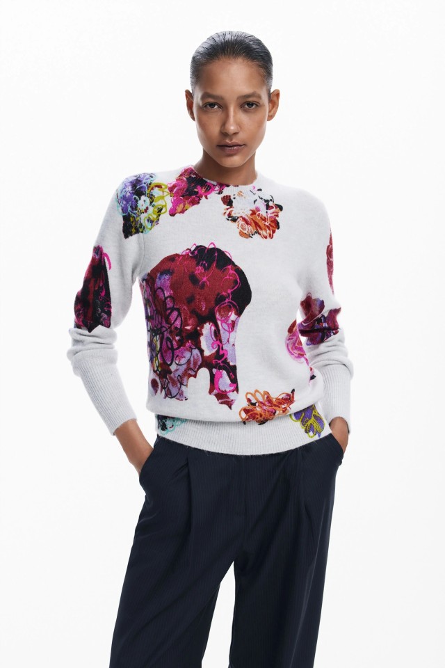 Desigual  Jers_Maxflower Scribbl Γυναικείο Πλεκτό Multi