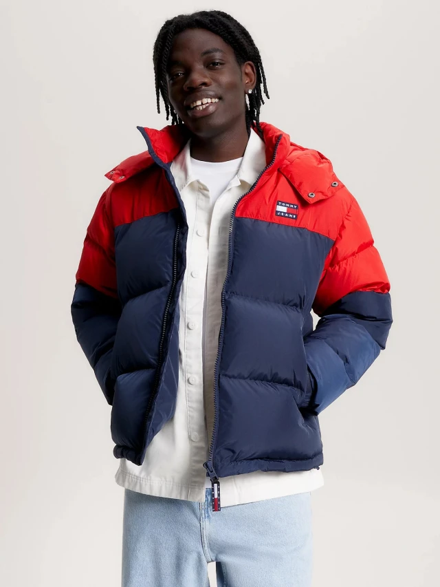 Tommy Hilfiger Tjm Alaska Colorblock Puffer Ανδρικο Μπουφαν Μπλε