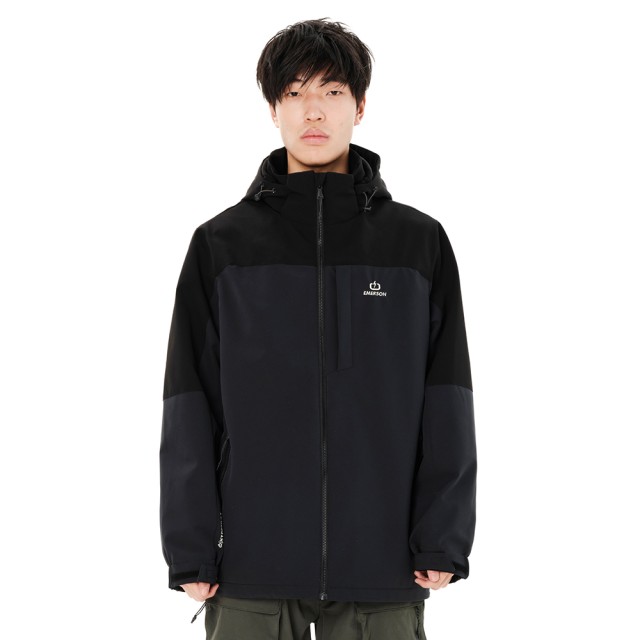 Emerson Mens Hooded Jacket Ανδρικό Μπουφάν Γκρι Μαύρο