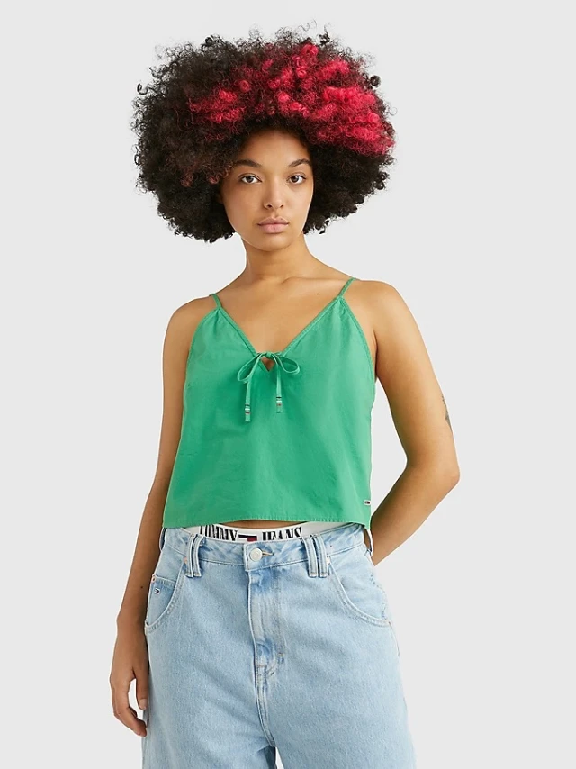 Tommy Hilfiger Tjw Poplin Strappy Top Γυναικεία Μπλούζα Πράσινη