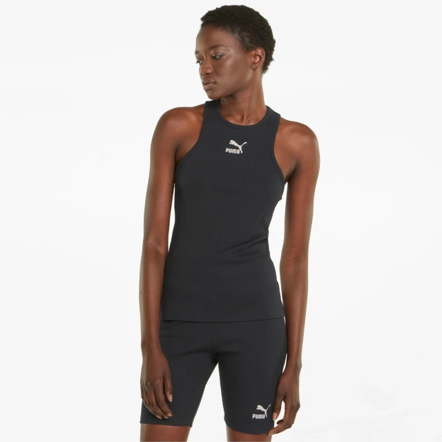 Puma Classics Ribbed Tank Γυναικειο Top Μαυρο