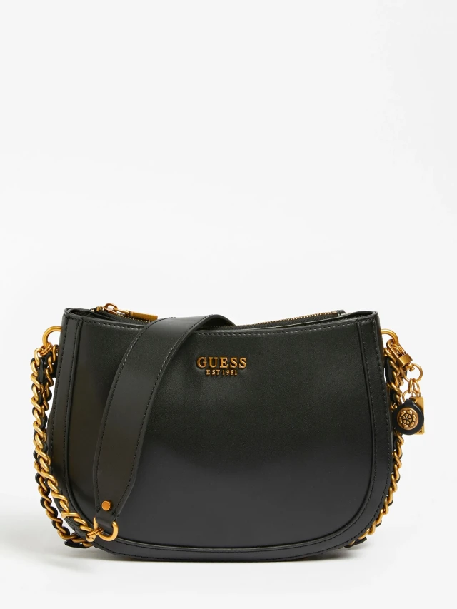 Guess Abey Hobo Γυναικεια Τσαντα Μαυρη