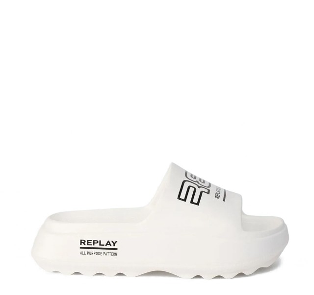 Replay Γυναικεία Σαγιονάρες Ασπρο Μαύρο