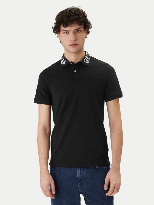 Guess Nolan Ss Polo Ανδρική Μπλούζα Polo Μαύρη