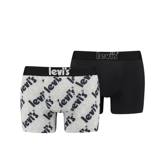 Levis Men Poster Logo Aop Boxer Brief 2P Ανδρικα Εσωρουχα Γκρι/Μαυρο
