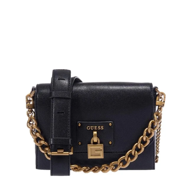 Guess Centre Stage Crossbody Flap Γυναικεια Τσαντα Μαυρη