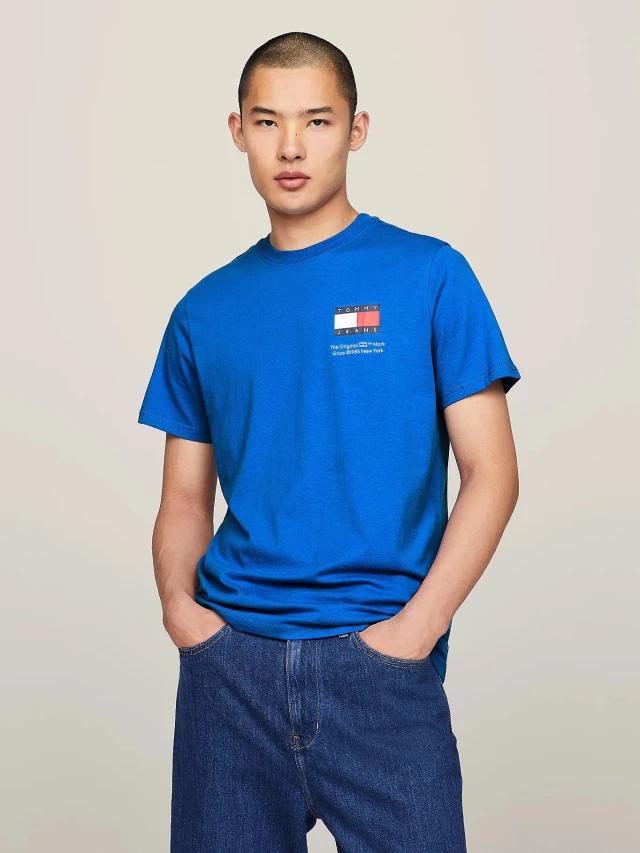 Tommy Hilfiger Tjm Slim Essential Flag Tee Ext Ανδρική Μπλούζα Ρουά