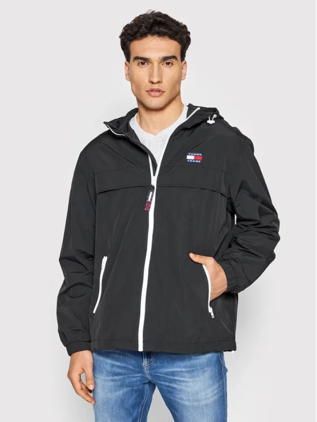 Tommy Hilfiger Tjm Chicago Windbreaker Ανδρικο Μπουφαν Μαυρο