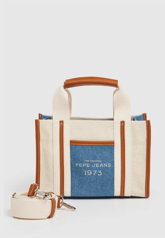 Pepe Jeans Rebecca Lottie Γυναικεία Τσάντα Εκρου-Denim