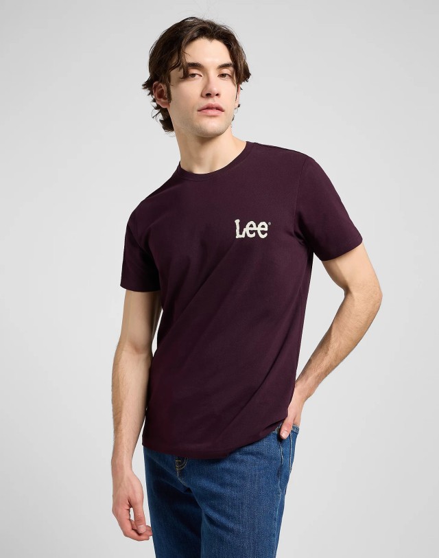 Lee Medium Wobbly Lee Tee Deep Wine Ανδρική Μπλούζα Μπορντό