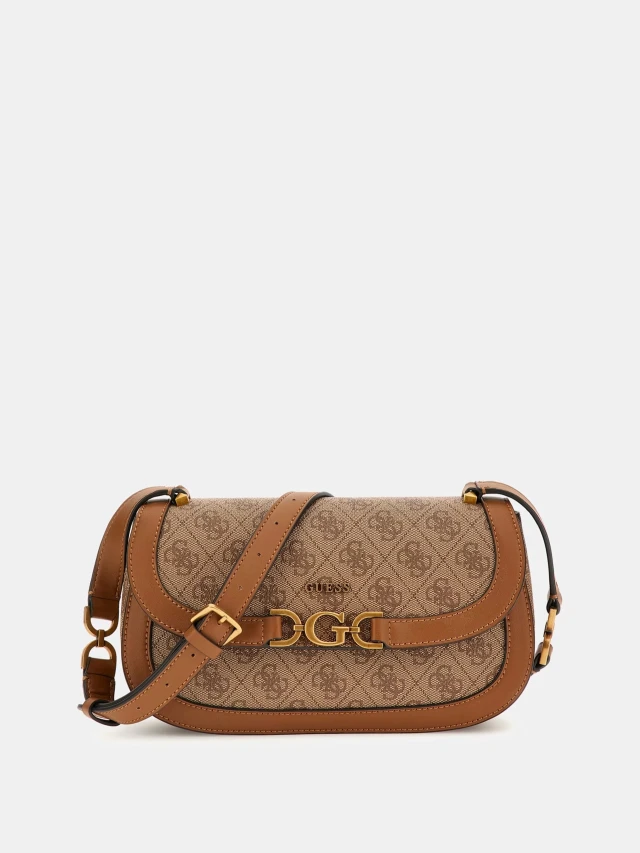 Guess Dagan Crossbody Flap Γυναικεία Τσάντα Μπεζ