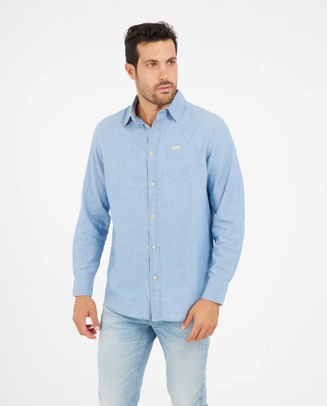 Guess Ronnie Ls Shirt Ανδρικό Πουκάμισο Stone Wash