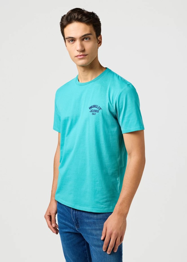 Wrangler Small Logo Tee Latigo Bay Ανδρική Μπλούζα Τιρκουάζ