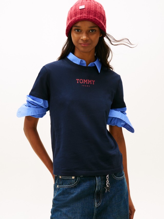 Tommy Hilfiger Tjw Reg Essential Logo 2 Tee Ext Γυναικεία Μπλούζα Μπλε