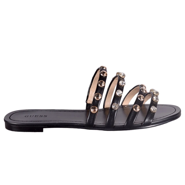 Guess Cevan/Sandalo /Leather Γυναικεια Πεδιλα Μαυρα