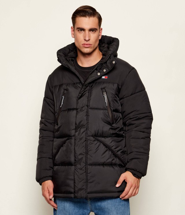 Tommy Hilfiger Tjm Fabric Mix Padded Parka Aνδρικό Μπουφάν Μαύρο
