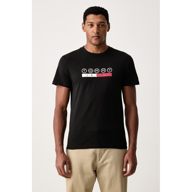 Tommy Hilfiger Tjm Slim Dna Play Tee Ext Ανδρικη Μπλούζα Μαύρη