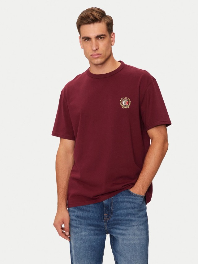 Tommy Hilfiger Tjm Reg Rwb Crest Flag Tee Ext Ανδρική Μπλούζα Μπορντό