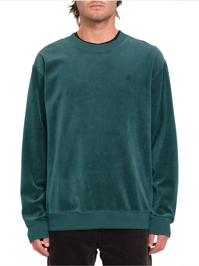 Volcom Single Stone Velvet Crew Ανδρικό Βελούδο Φούτερ Πράσινο