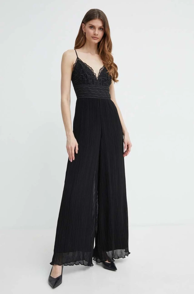 Guess Amiah Pleated Jumpsuit Γυναικεία Ολόσωμη Φόρμα Μαύρη